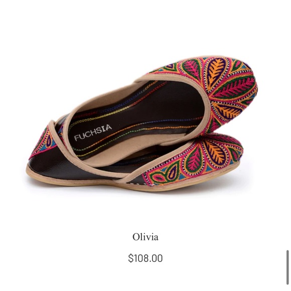 Fuchsia Embroidered Olivia Luxury Flat Size 5 - Picture 2 of 6